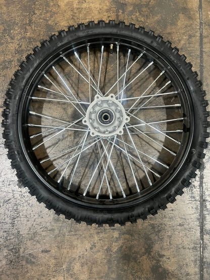 Front Wheel Assy. Black rim. Tire, 70/100-19. With tube and tire. Without brake disc.